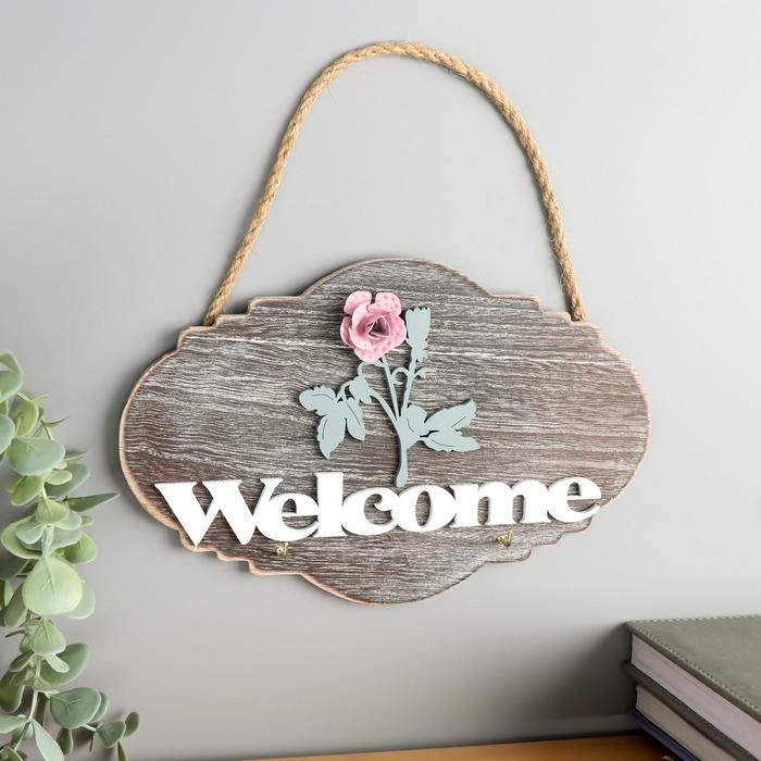 

дерево, Розовая роза-Welcome, 15х22,5х2,5 см