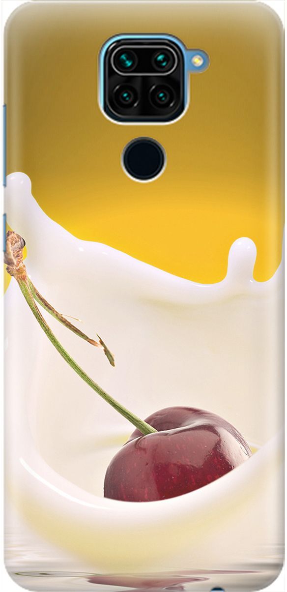 

Силиконовый чехол на Xiaomi Redmi Note 9 "Ягода в молоке", Белый;желтый, 2059