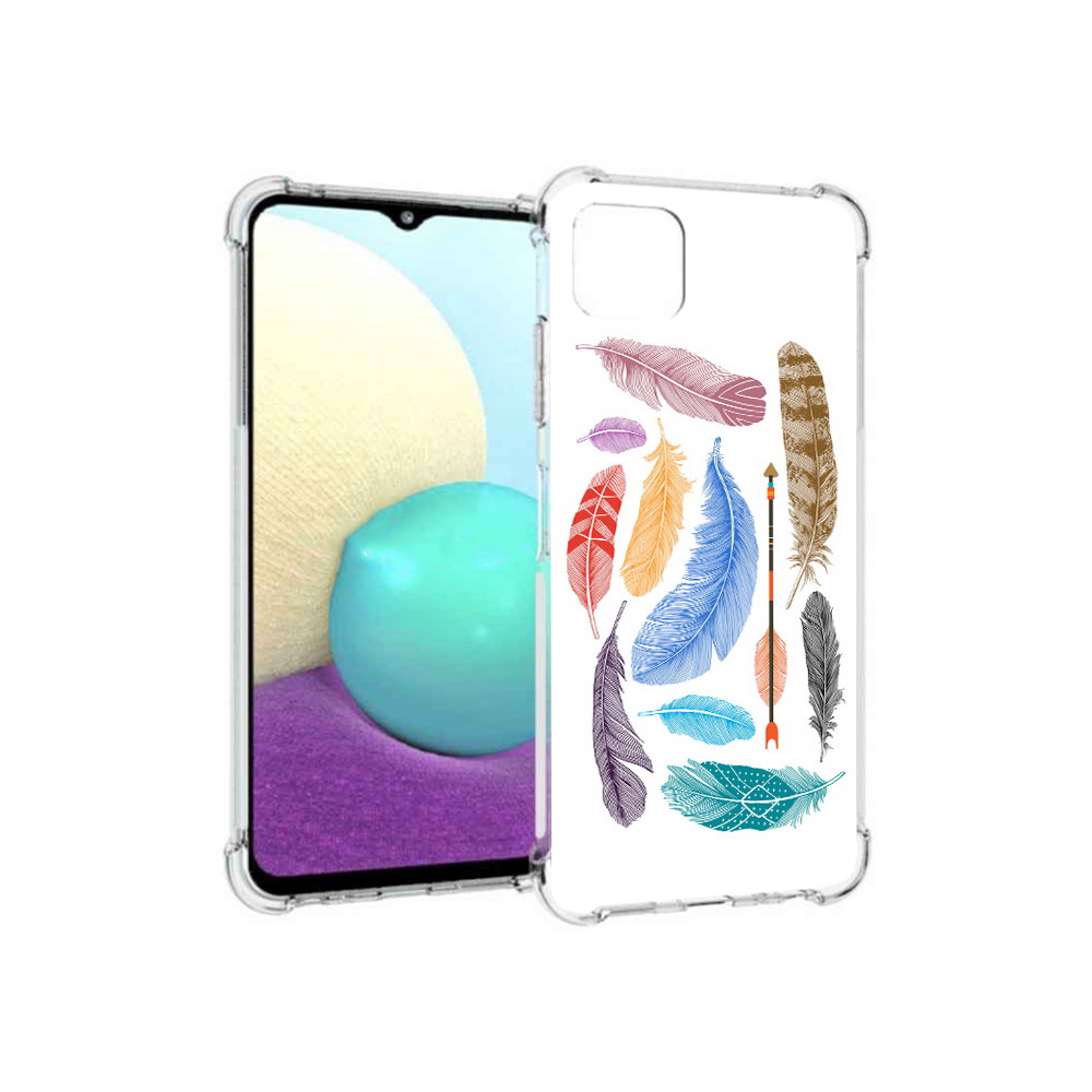 

Чехол MyPads Tocco для Samsung Galaxy A22s 5G разноцветные перья (PT226906.544.572), Прозрачный, Tocco