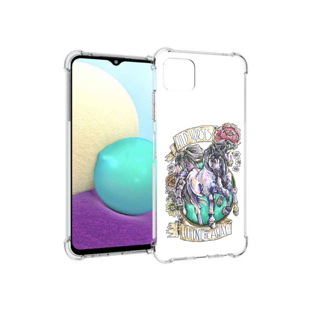 Чехол MyPads Tocco для Samsung Galaxy A22s 5G рисунок коней в цветах (PT226906.544.582)