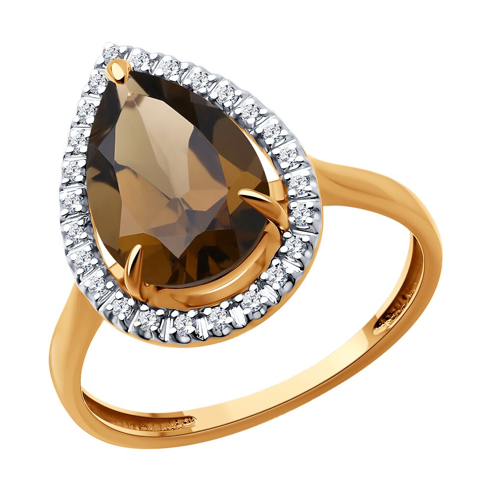 

Кольцо из золота р. , Diamant 51-310-02439-3, фианит/раухтопаз, 51-310-02439-3