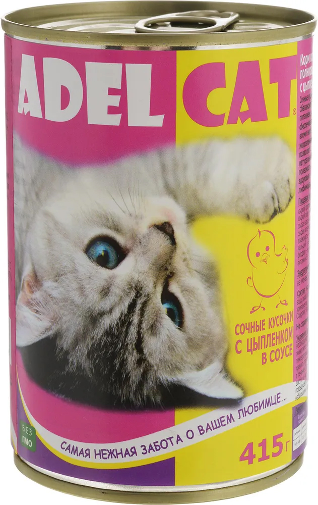 Консервы для кошек Adel Cat нежный цыпленок, 415г