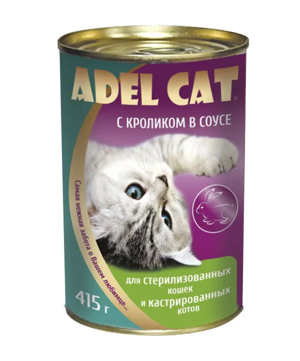фото Консервы для кошек adel cat кролик, для стерилизованных, 415г