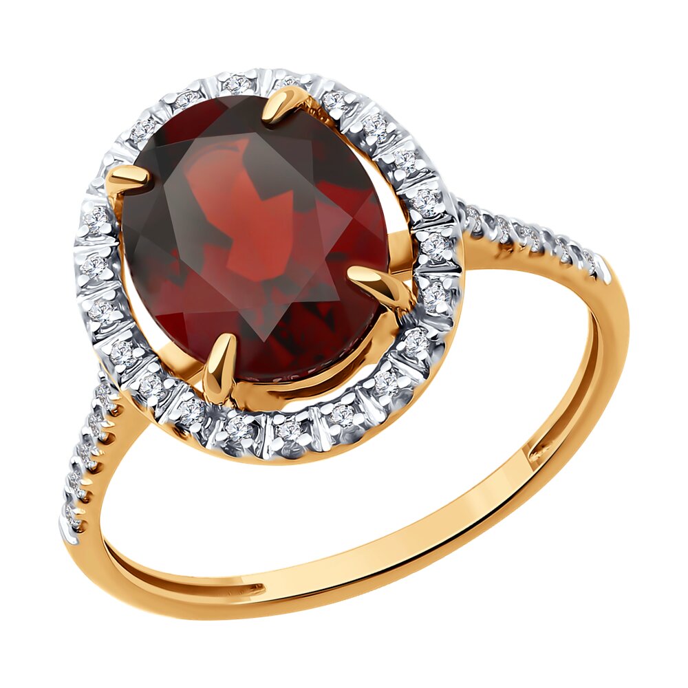 

Кольцо из золота р. , Diamant 51-310-02442-2, фианит/гранат, 51-310-02442-2