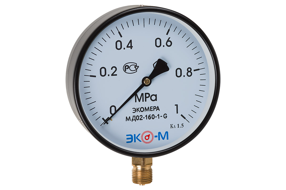 Манометр ЭКОМЕРА МД02-160мм 0-1 МПа 1/2