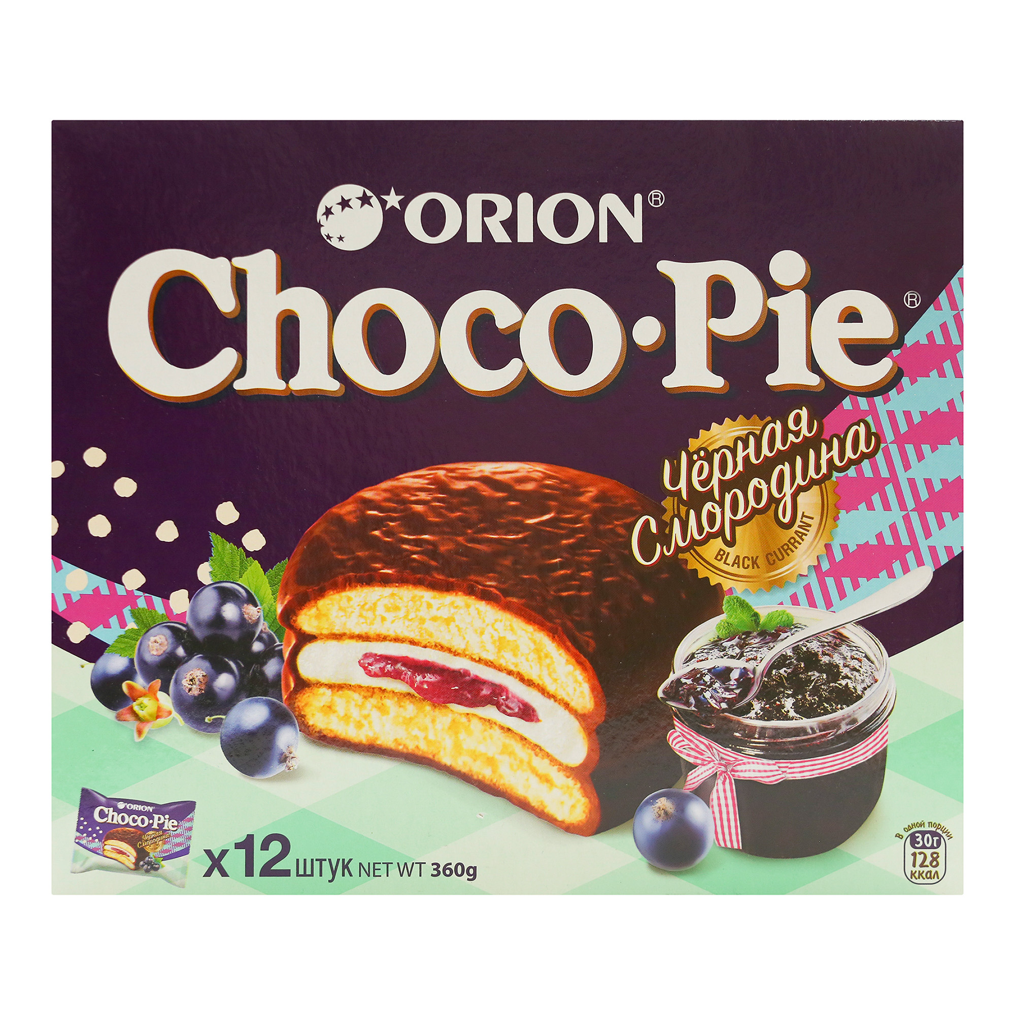 Печенье Orion Choco Pie Черная смородина 360 г