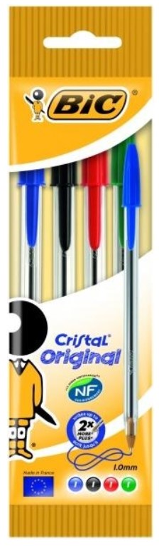 

Набор ручек шариковых BIC Cristal 8308621, зел., крас., син., чер., 0,32 мм, 4 шт.