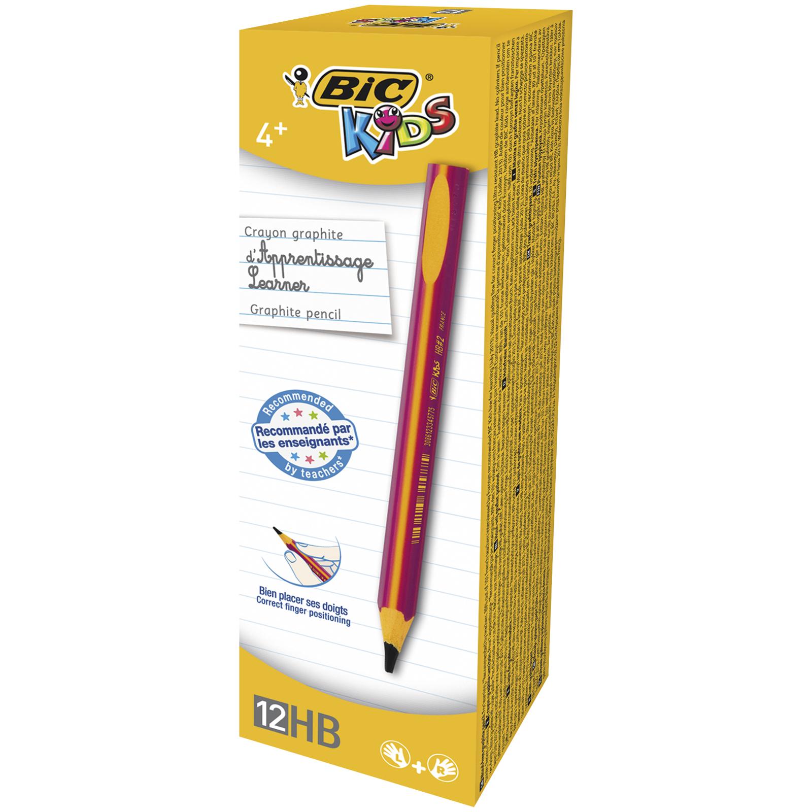 фото Набор чернографитовых карандашей для обучения bic kids evolution pink hb 12 шт