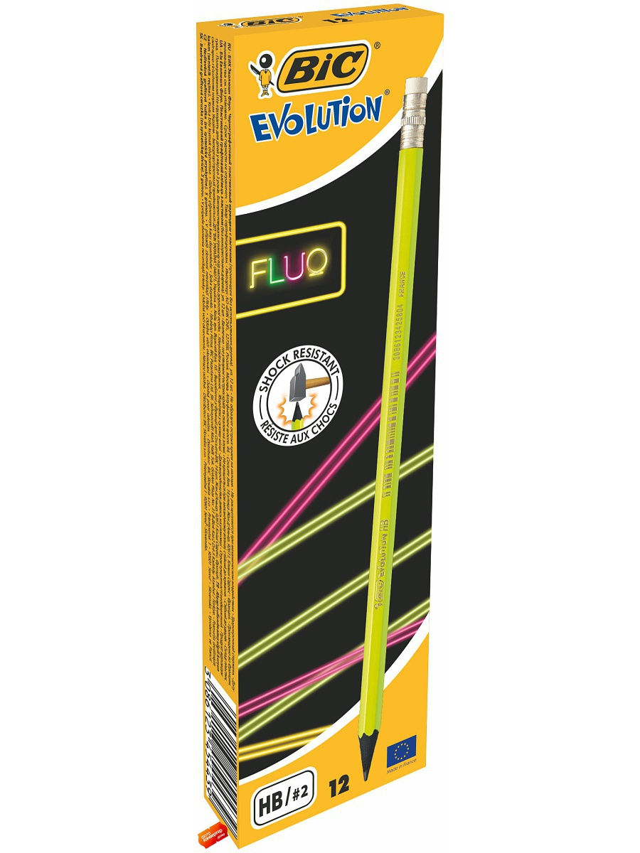 

Карандаш чернографитовый BIC Evolution Fluo с ластиком 1 шт