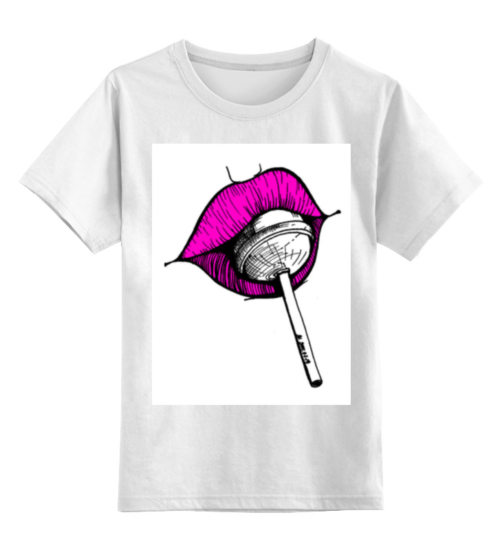

Детская футболка классическая Printio Pink lips, р. 140, Белый, 0000000665755