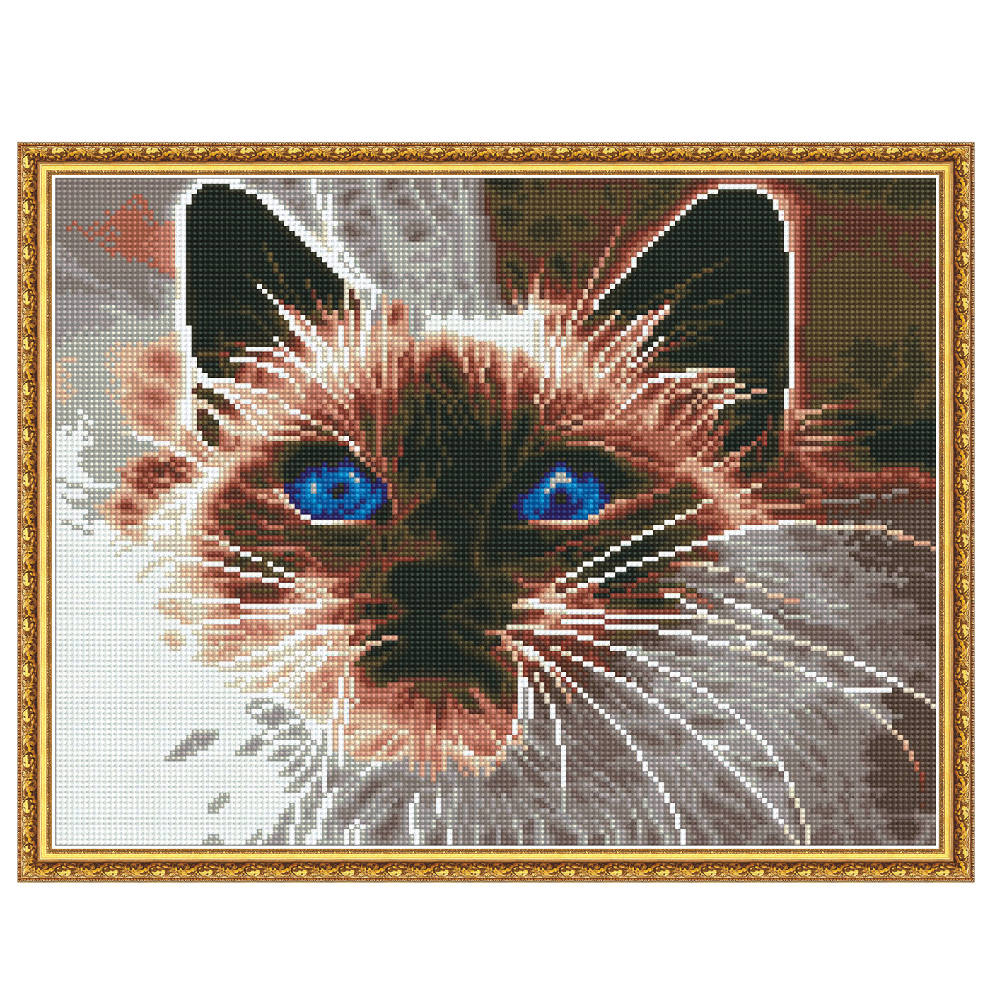 фото Алмазная мозаика molly дымчатый кот m0628) сильвертойз