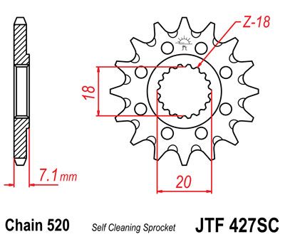 Звезда передняя JT JTF427.12SC для мотоциклов