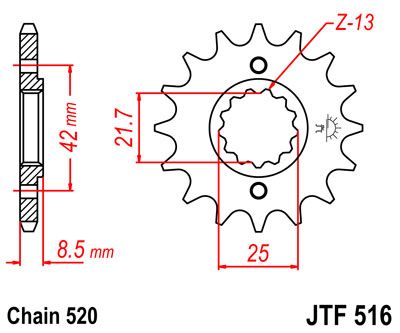 Звезда передняя JT JTF516.16 для мотоциклов