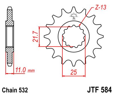 Звезда передняя JT JTF584.17 для мотоциклов