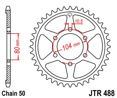 

Звезда задняя JT JTR488.44 для мотоциклов