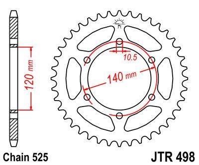 Звезда задняя JT JTR498.40 для мотоциклов