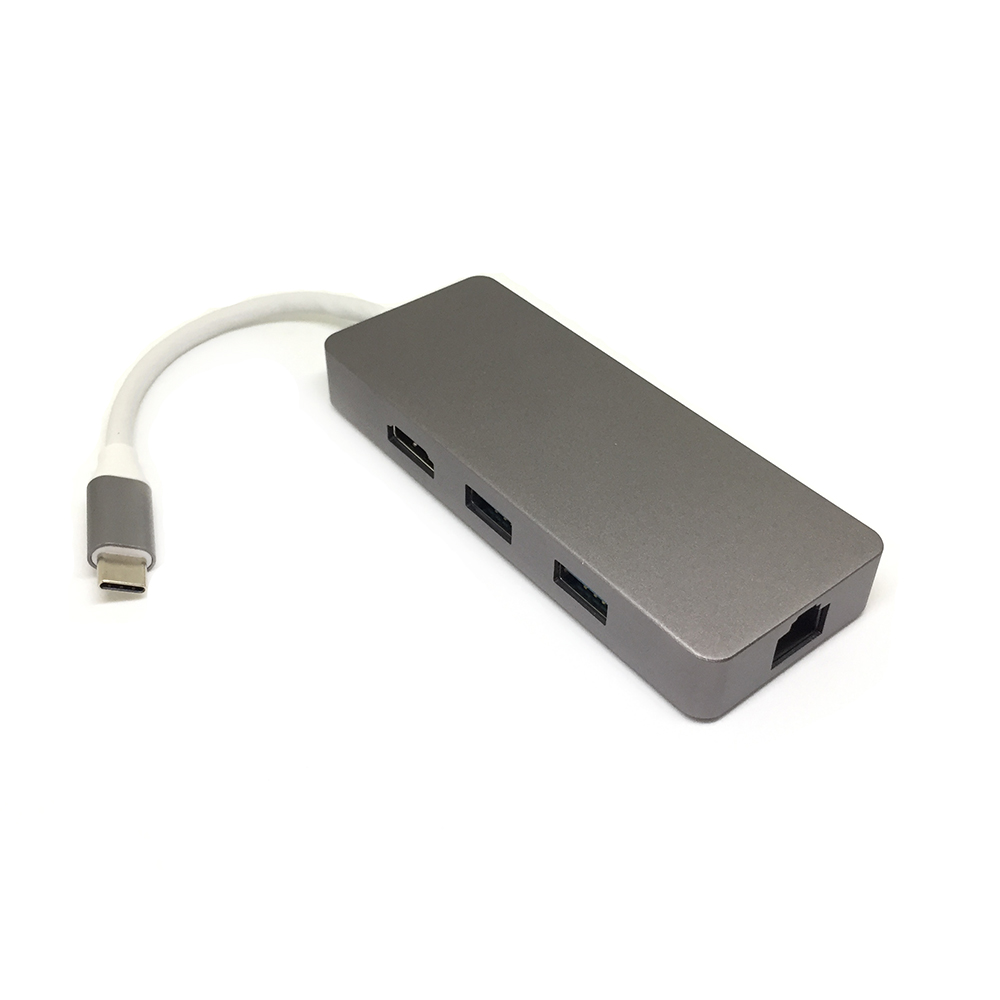 

Адаптер Espada USB Type-C-HDMI/2xUSB A/USB Type-C/RJ45/SD/MicroSD , M-F 0,14м Grey (UHLUC), UHLUC