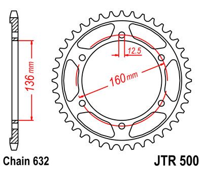 Звезда задняя JT JTR500.40 для мотоциклов