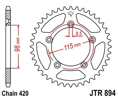 

Звезда задняя JT JTR894.50 для мотоциклов