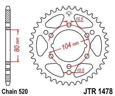 

Звезда задняя JT JTR1478.42 для мотоциклов
