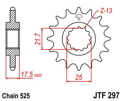 Звезда передняя JT JTF297.14 для мотоциклов