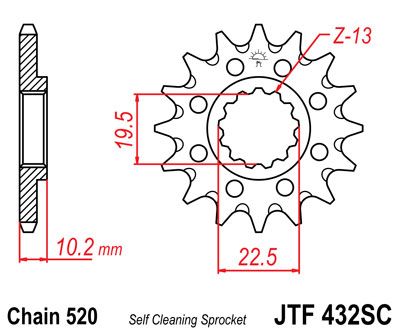 Звезда передняя JT JTF432.13SC для мотоциклов