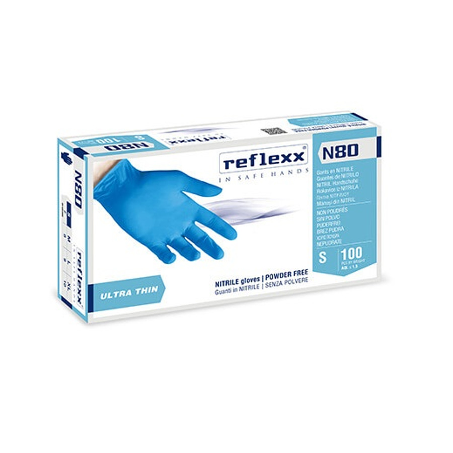 фото Резиновые перчатки, нитриловые, синие, reflexx n80b-m. 3 гр. толщина 0,06 мм.
