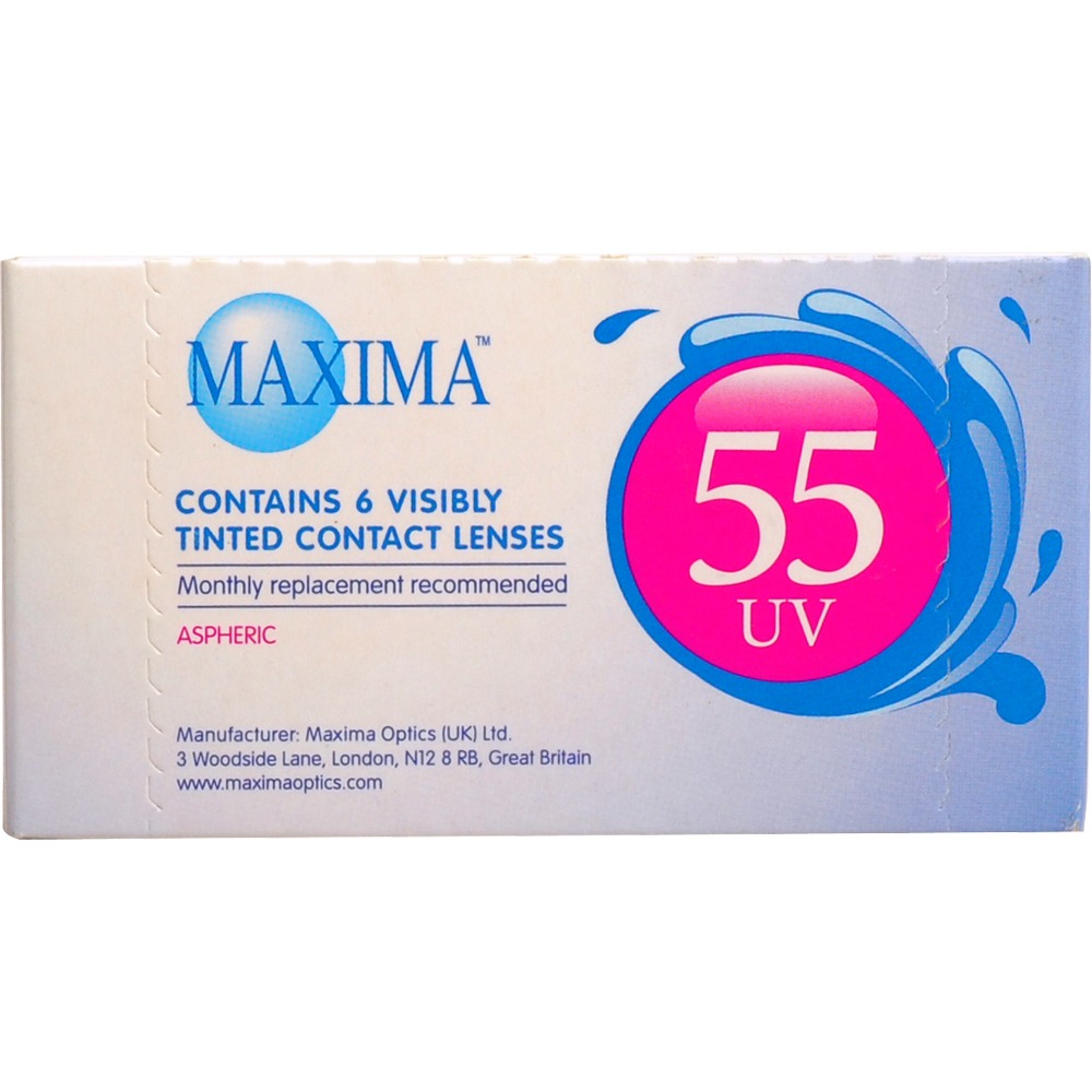 Линзы контактные мягкие Maxima 55 UV, 6 шт. Диоптрии -6,50, R 8.6