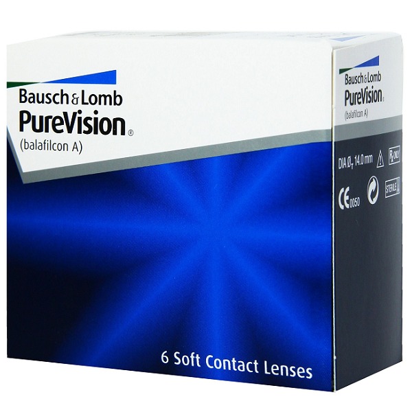 фото Линзы контактные мягкие длительного ношения purevision 6 шт. диоптрии -9,00, r 8.6