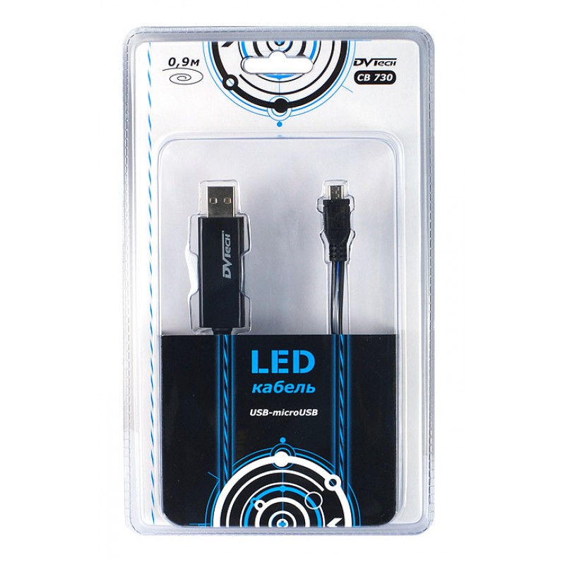 фото Кабель dvtech cb-730 led usb-microusb 2.0, 0.9 м