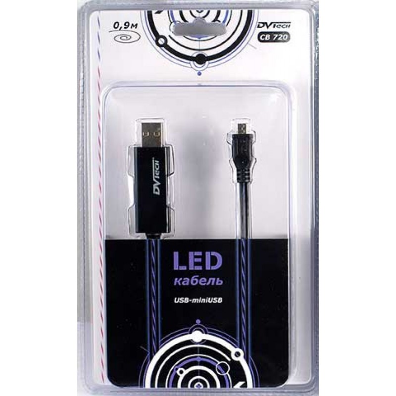 фото Кабель dvtech cb-720 led usb-miniusb 2.0, 0.9 м