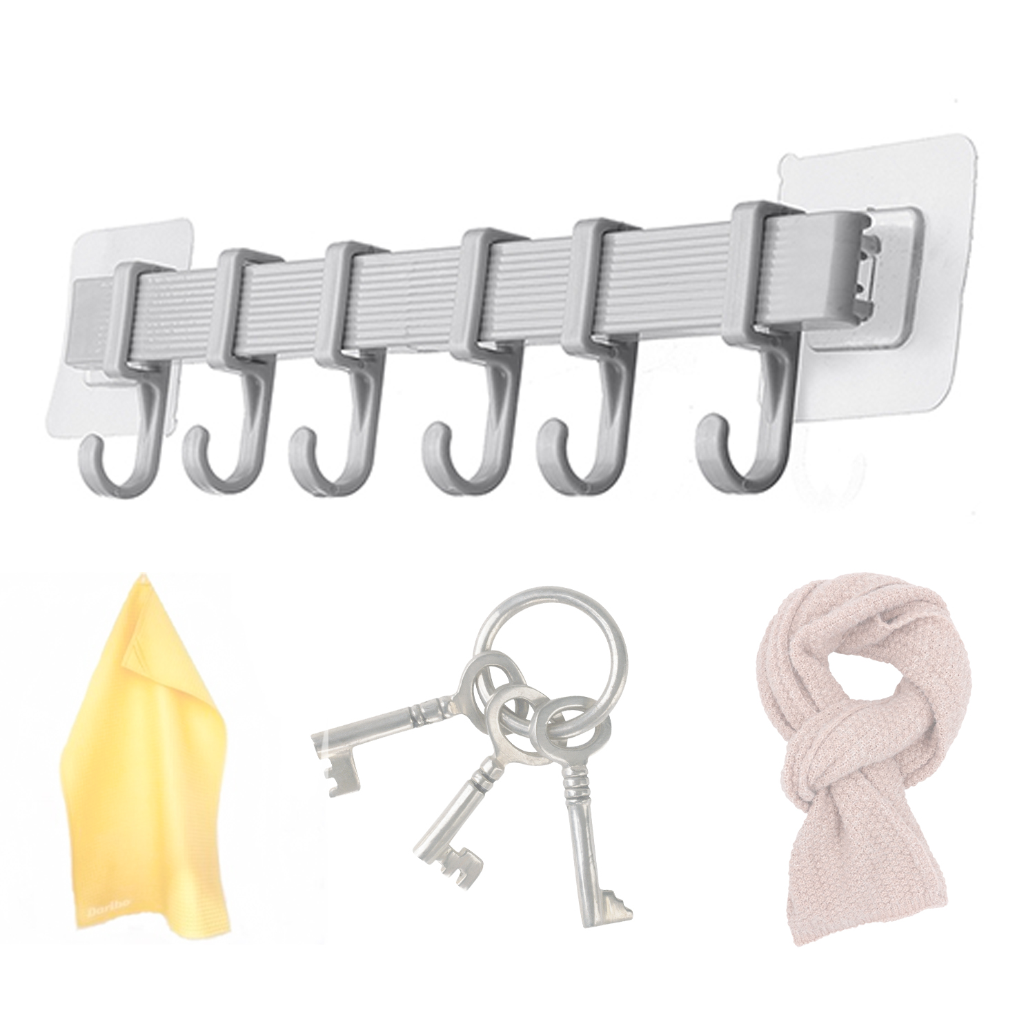 фото Вешалка настенная с 6 крючками bloominghome accents. bh-hanger-05, цвет серый, 34х7 см