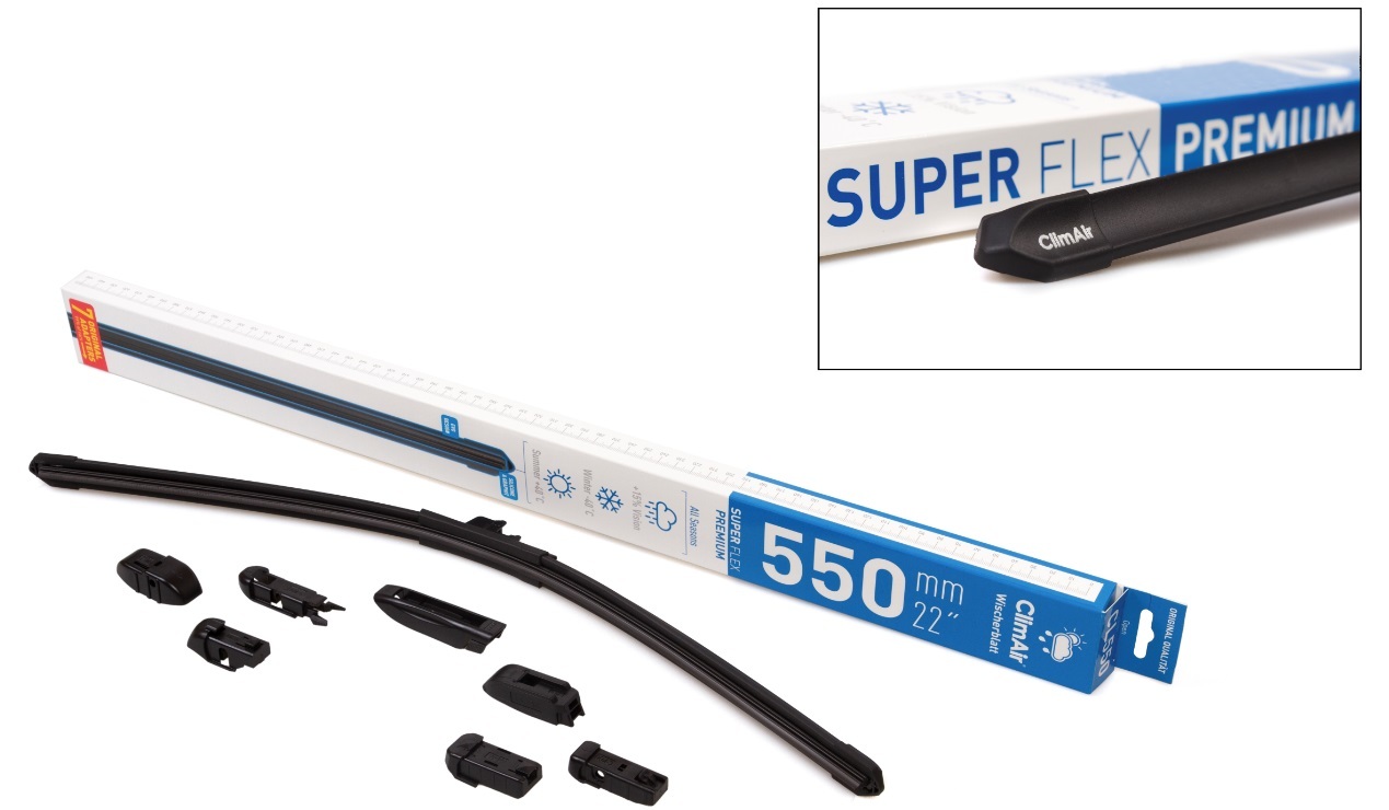 

Щетка стеклоочистителя adapter Kit ClimAir SUPER FLEX PREMIUM 22" (550mm), 7 переходников