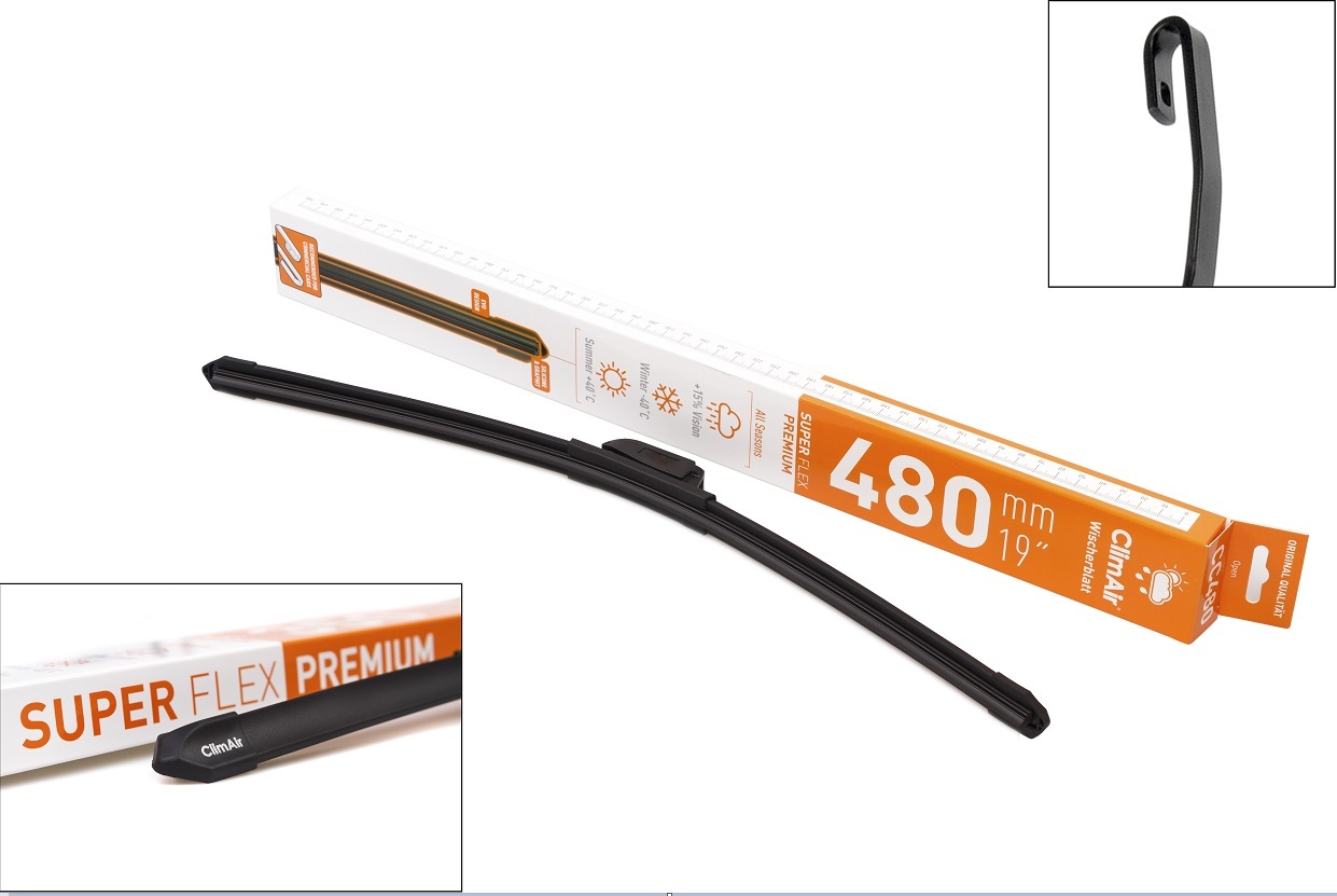 фото Всесезонная бескаркасная щетка стеклоочистителя climair super flex premium 19" (480mm)