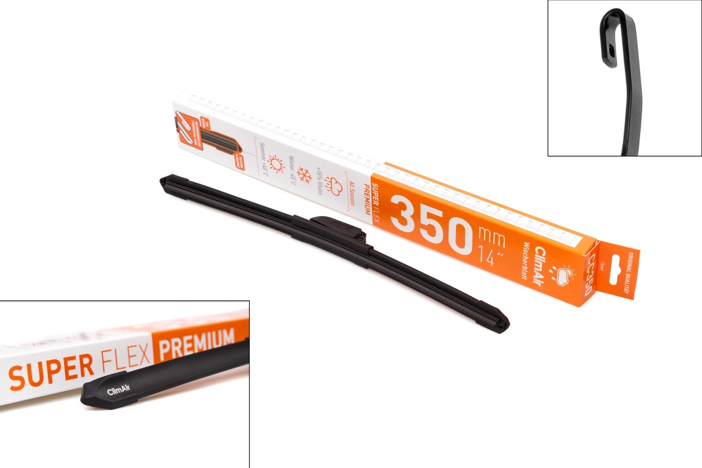 фото Всесезонная бескаркасная щетка стеклоочистителя climair super flex premium 14" (350mm)