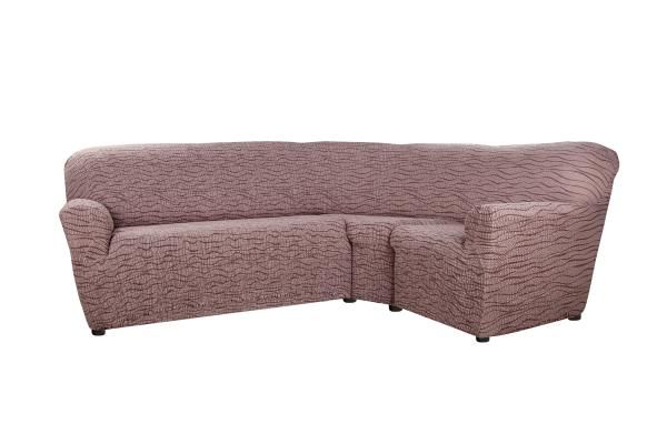 фото Чехол на классический угловой диван тела ридже кофейный еврочехол