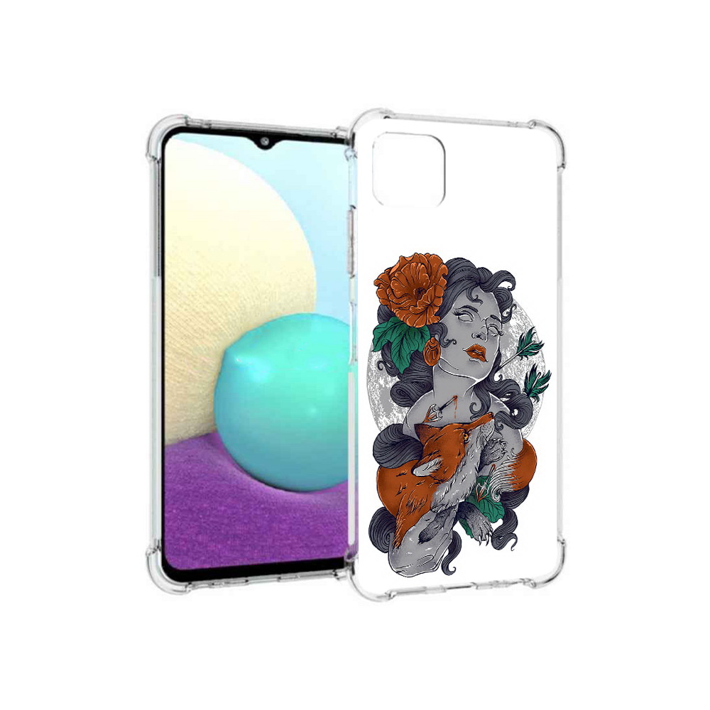 

Чехол MyPads Tocco для Samsung Galaxy A22s 5G темная девушка с лисой (PT226906.544.639), Прозрачный, Tocco