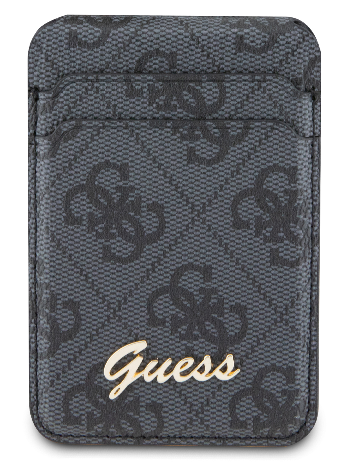 Магнитный картхолдер Guess MagSafe Wallet из экокожи для хранения 2х карт, черный