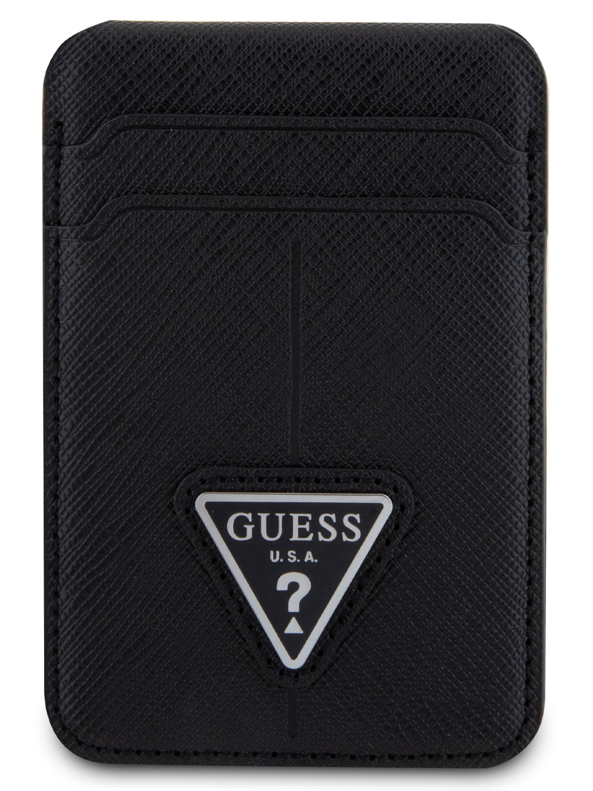 

Магнитный картхолдер Guess MagSafe из экокожи для хранения 2х карт Triangle logo, черный