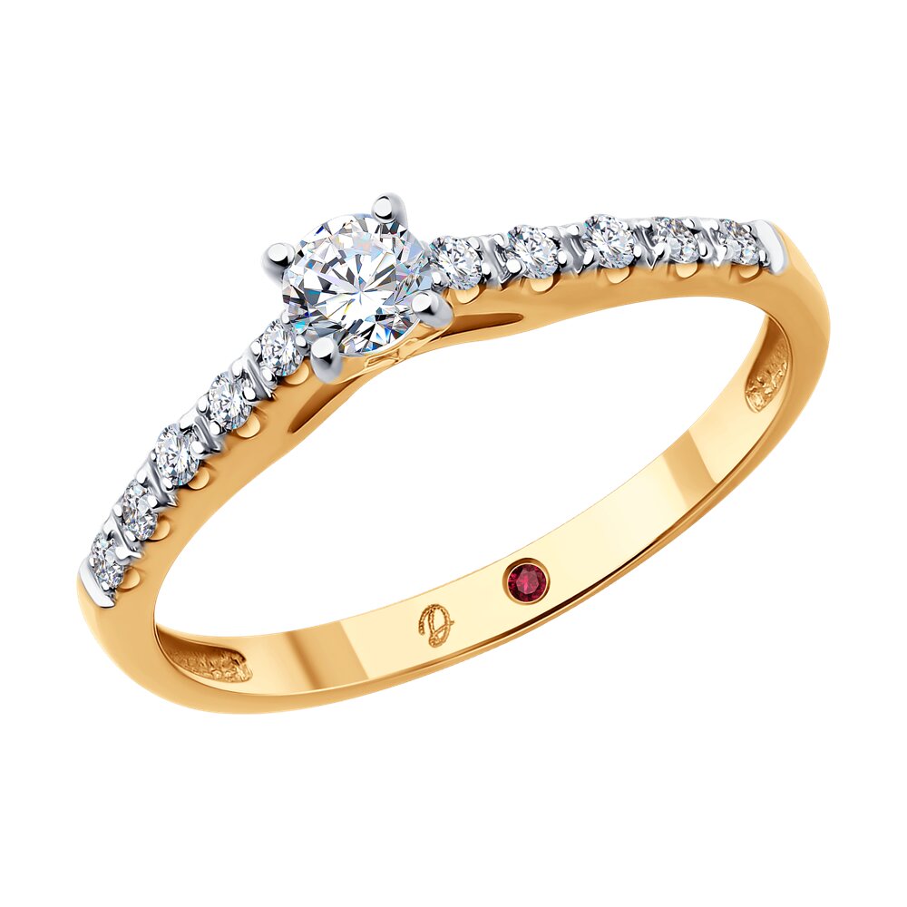 

Кольцо из золота р.  Diamant 51-210-02494-1, бриллиант искусственный/рубин, 51-210-02494-1