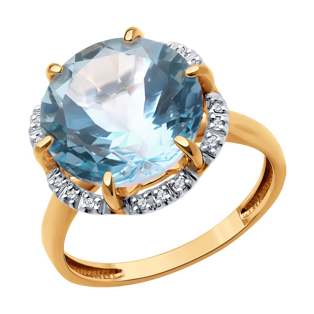 

Кольцо из золота р.  Diamant 51-310-02162-1, фианит\топаз, 51-310-02162-1