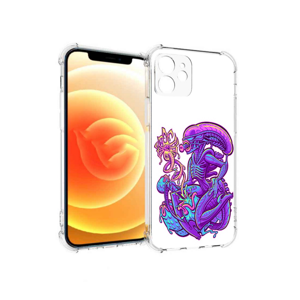 

Чехол MyPads Tocco для Apple iPhone 12 чужой фиолетовый цвет (PT157543.607.693), Прозрачный, Tocco