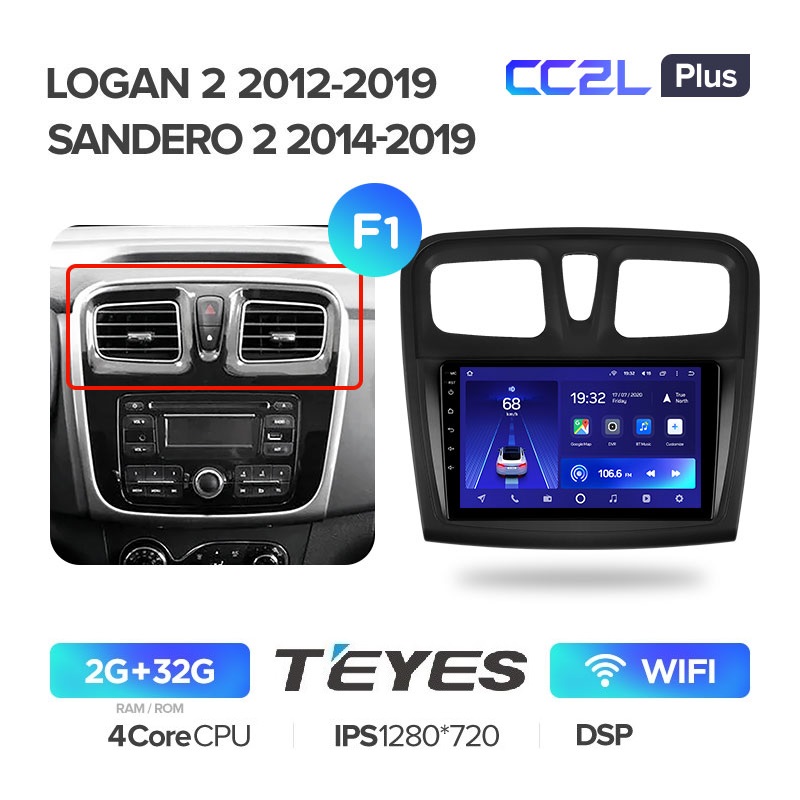 Автомагнитола Teyes CC2L Plus 2/32Гб Renault Logan 2, Sandero 2