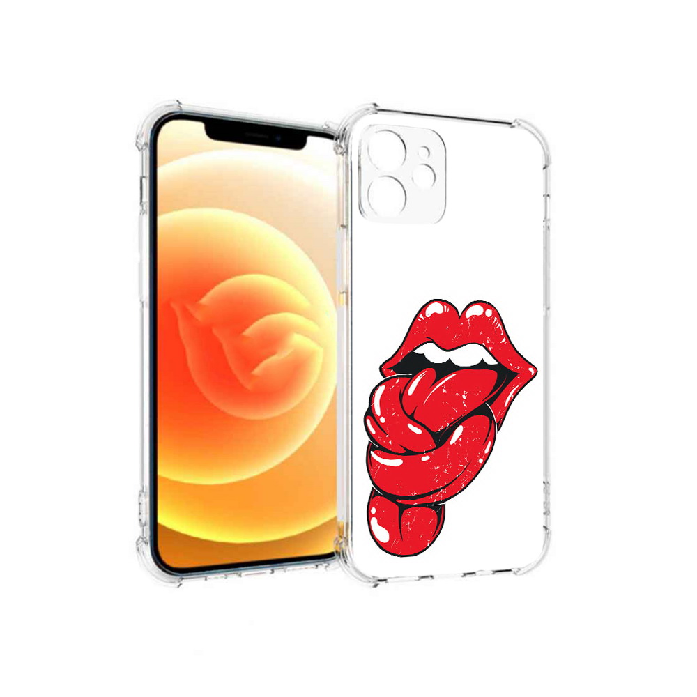 

Чехол MyPads Tocco для Apple iPhone 12 яркие губы с языком (PT157543.607.705), Прозрачный, Tocco
