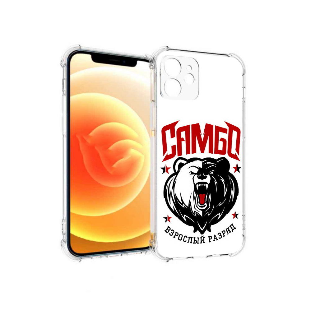 

Чехол MyPads Tocco для Apple iPhone 12 Единоборства Самбо медведь (PT157543.607.75), Прозрачный, Tocco