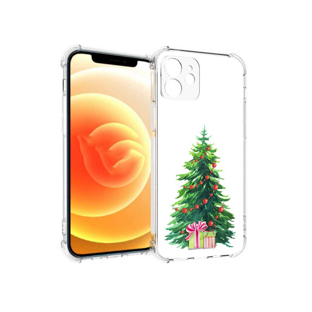 

Чехол MyPads Tocco для Apple iPhone 12 Елка новогодняя с подарками акварель, Прозрачный, Tocco