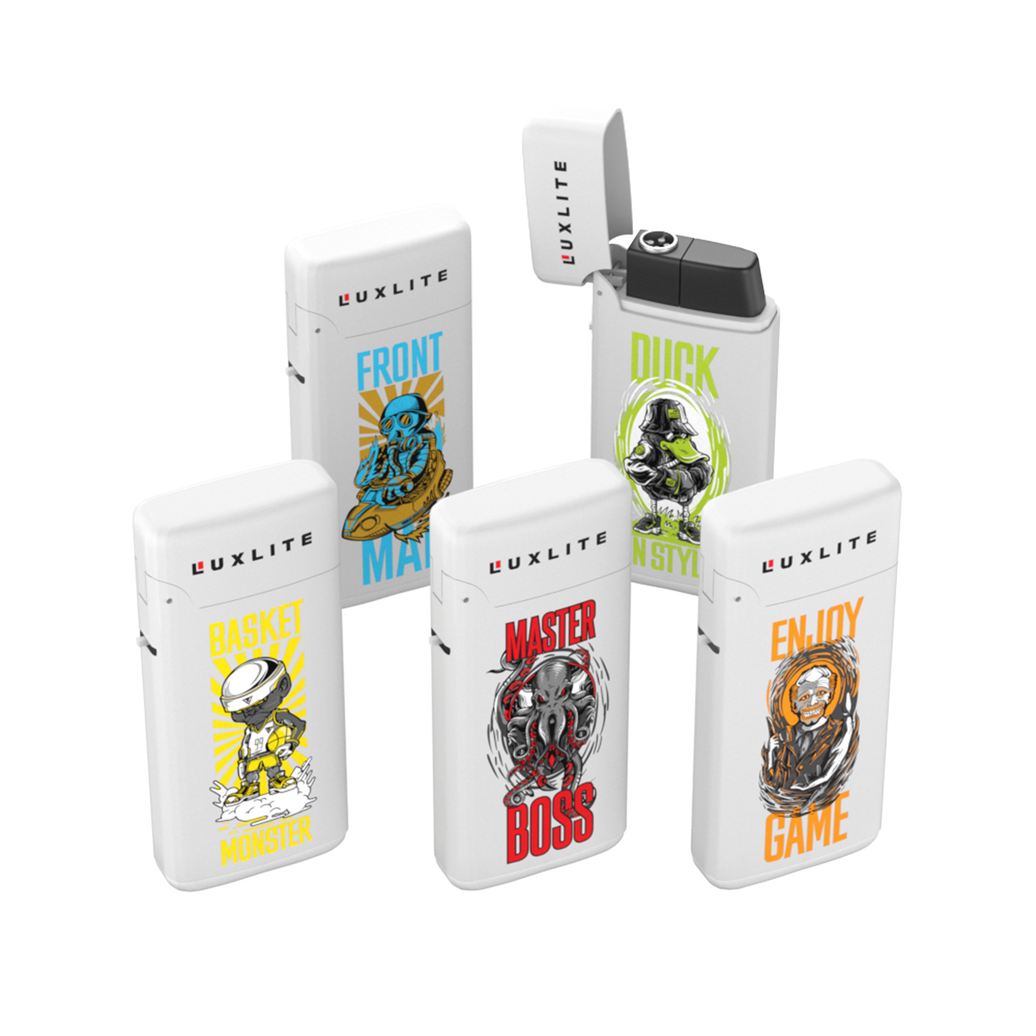 Зажигалки с турбопламенем Luxlite 207 Monsters, 5 шт.