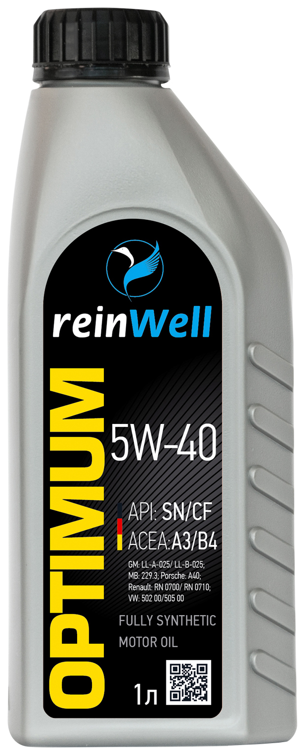 Моторное масло ReinWell синтетическое 5W40 API SN/CF ACEA A3/B4 1л