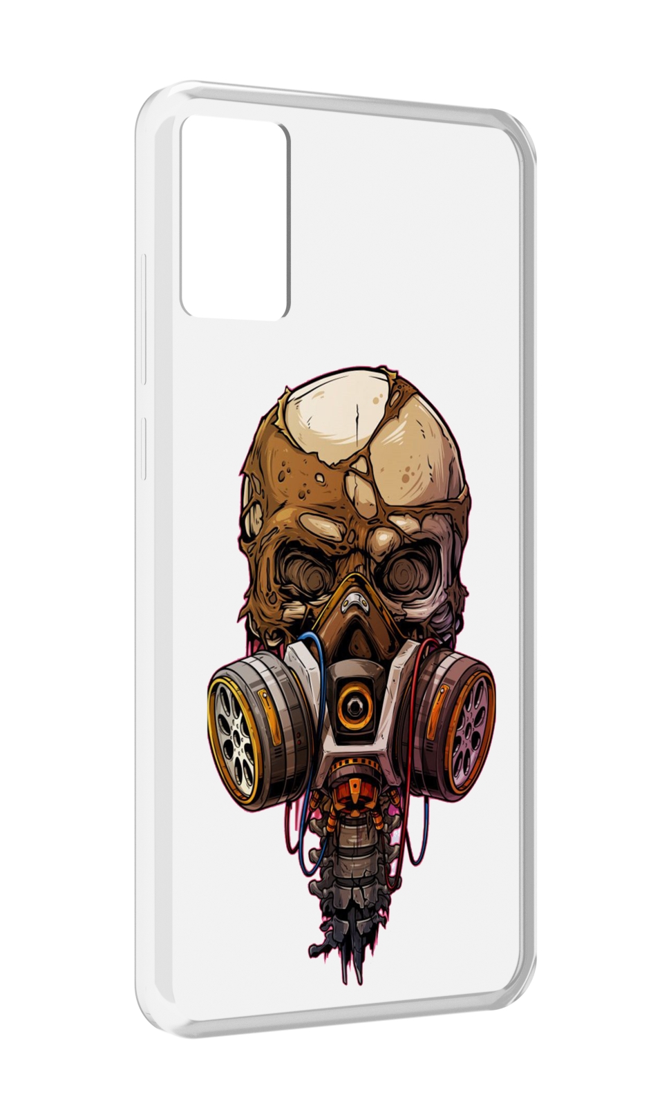 

Чехол MyPads Подробный красочный человеческий череп с противогазом для CUBOT P50, Прозрачный, Tocco