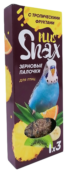 Лакомство для птиц Snax Plus зерновые палочки с тропическими фруктами 3 шт 90 г 138₽